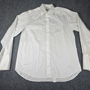 Brandolini Mens Shirt White 44 17.5 Striped Long Sleeve Cotton‎ XL